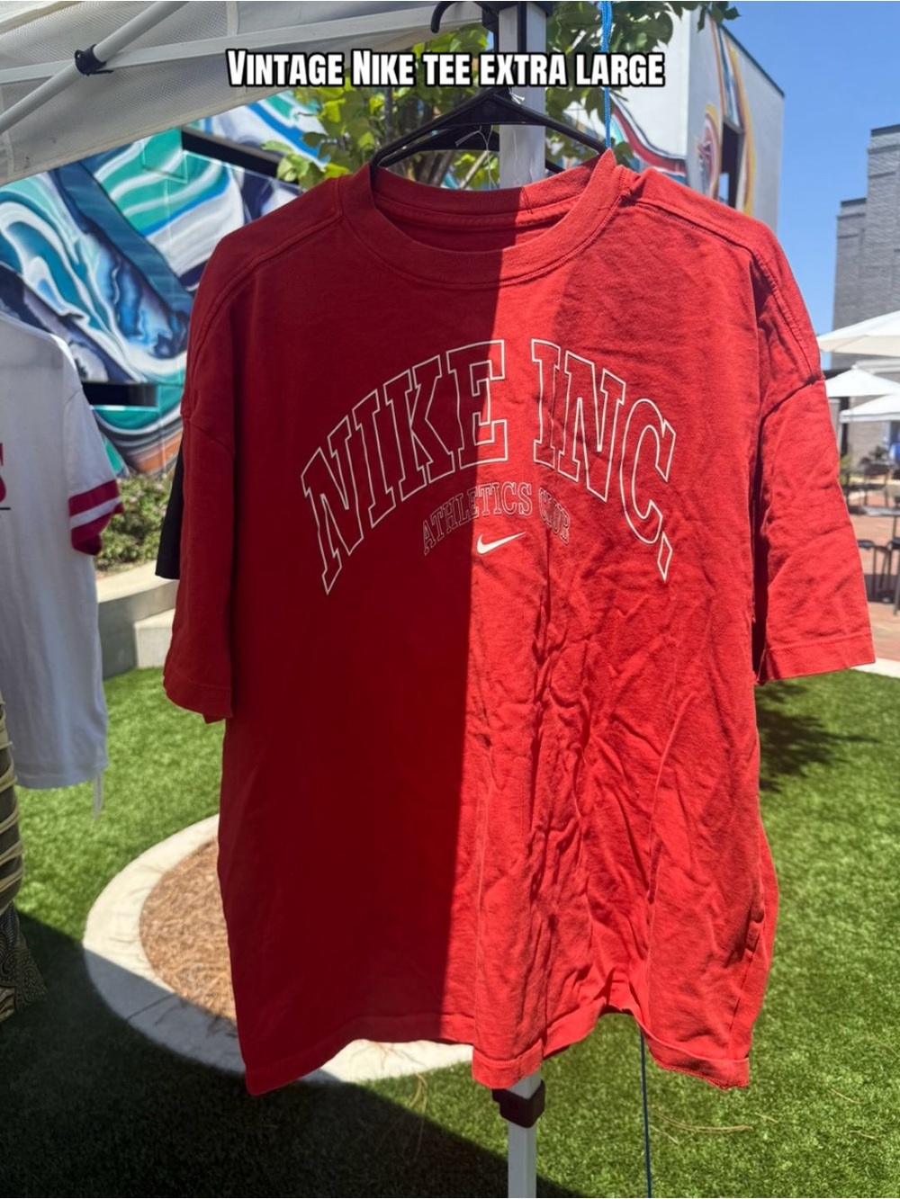 Nike Red Short-Sleeve Graphic Tee with White Logo
